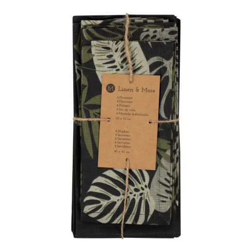 Kendra Jungle Küchensatz schwarz grün 35x50/40x40cm (set of 8) 