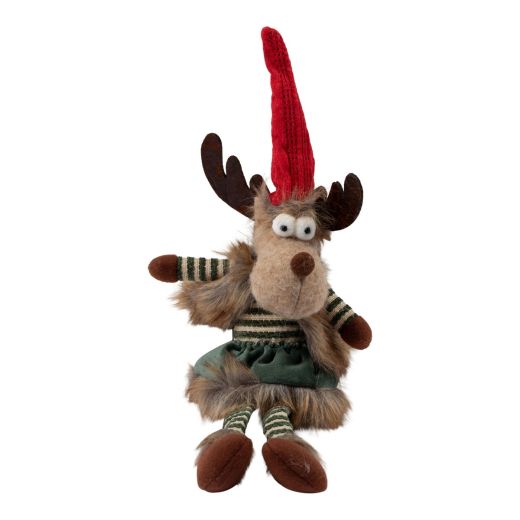 Deurstopper Rendier in jurk vacht rood bruin h27cm
