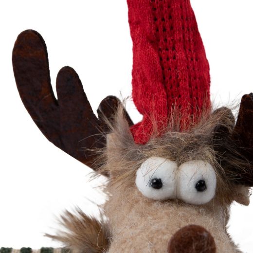 Deurstopper Rendier in jurk vacht rood bruin h27cm