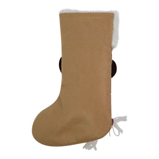 Knitted Rudolf 2 x mas sock beige 25x46 cm 