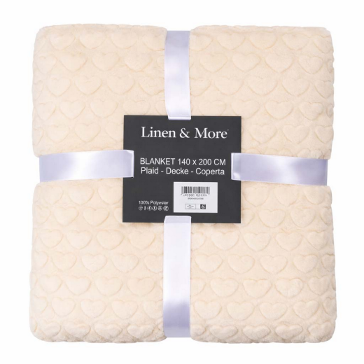 Plaid Hartjes Beige 140x200cm