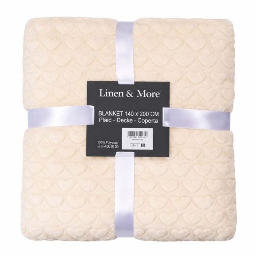 Plaid Coeurs Beige 140x200cm