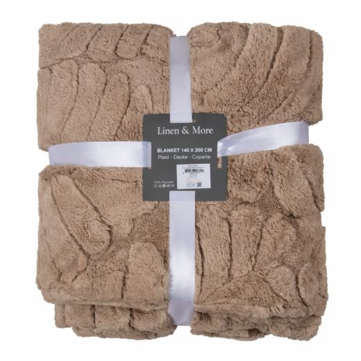 Plaid Bladeren Taupe 140x200cm