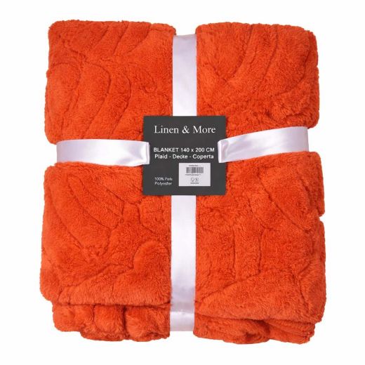 Plaid Feuilles Orange 140x200cm