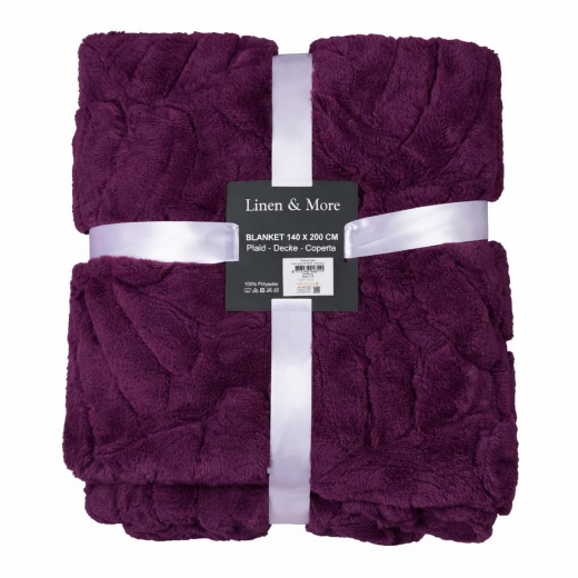 Plaid Bladeren Paars 140x200cm