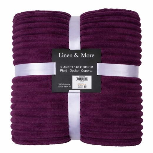Plaid Streifen Dunkel Violett 140x200cm