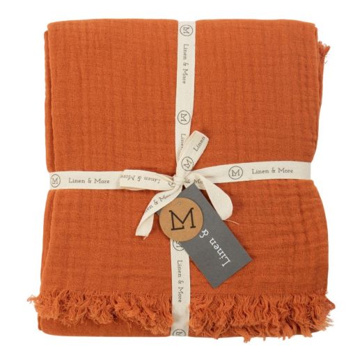 Plaid cheerio mousseline oranje 130x170cm