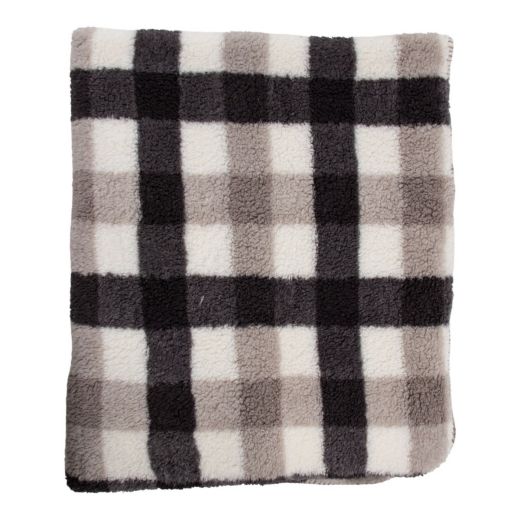 Plaid Teddy check grey 140x200cm