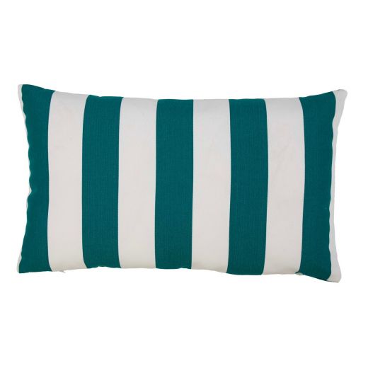 Lef grote streep buitenkussen petrol 30x50cm