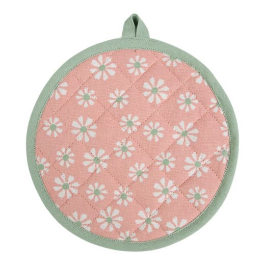Daisy Flowers Pannenlap Onderzetter rond roze 20cm 
