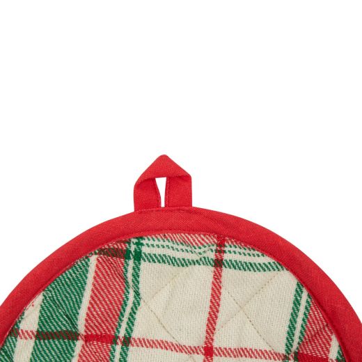 Jingle Christmas Topflappen Beige Grün Rot rund 20cm 