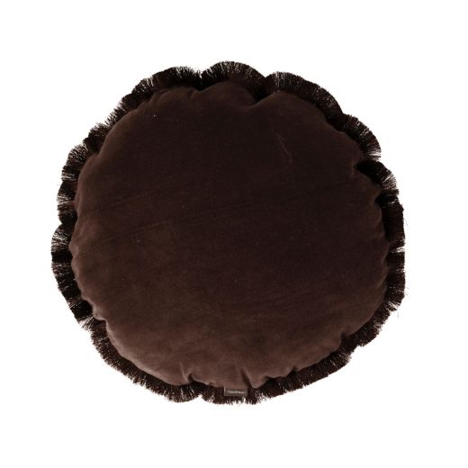 Melody Fringes kussen bruin dia 45cm 