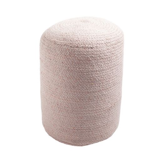 Braided powder pink copper Pouf 35 cm diameter, 45cm high