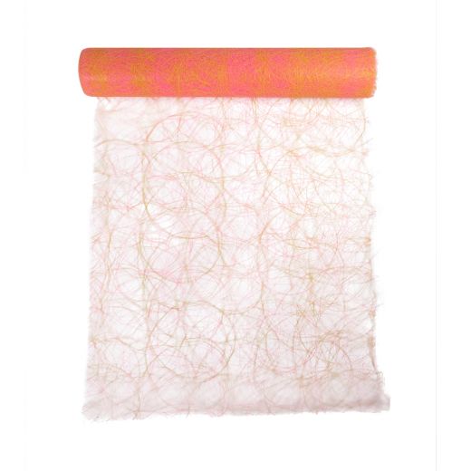 Decoweb Fancy Tableribbon geel/roze 60cmx25mtr 