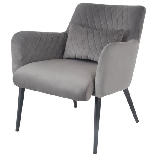 Armchair rose velvet and teddy fabric with armrests - velvet light gray