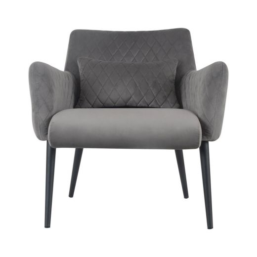 Armchair rose velvet and teddy fabric with armrests - velvet light gray