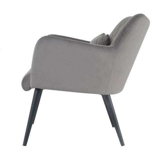 Armchair rose velvet and teddy fabric with armrests - velvet light gray