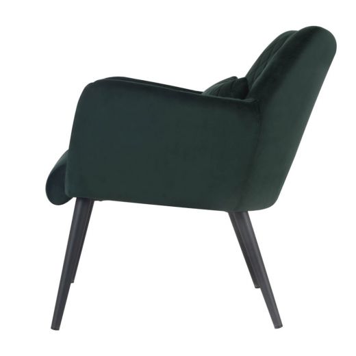 Armchair rose velvet and teddy fabric with armrests - velvet dark green