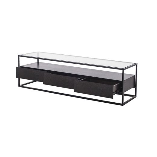 TV furniture metal wood 150 cm Baily - Black