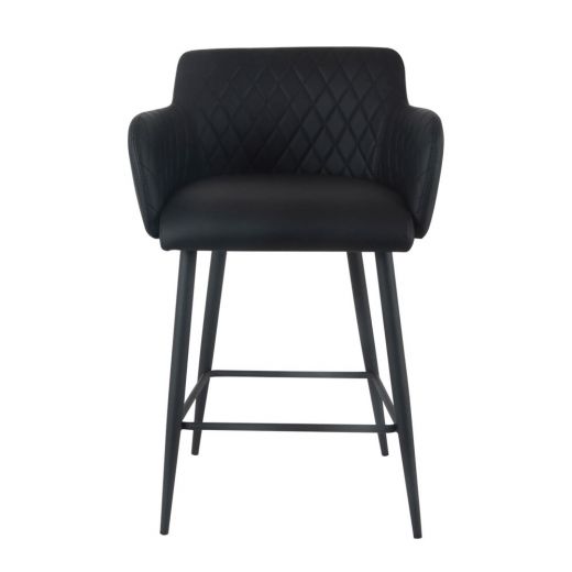 Bar stool leather look artificial leather metal 65 cm rose - vegan leather black