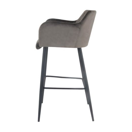 Bar stool velvet velvet metal 75 cm Rose - Velvet Grey