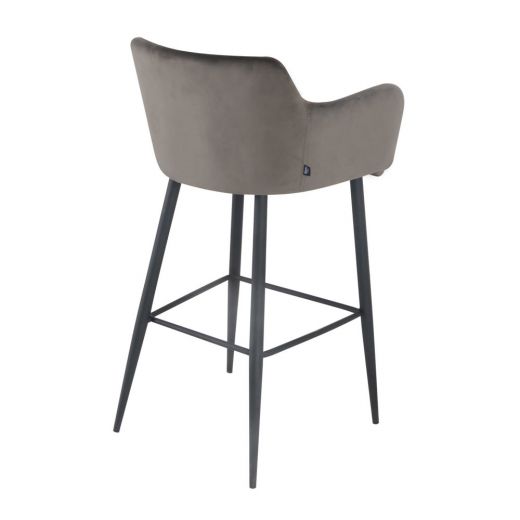 Bar stool velvet velvet metal 75 cm Rose - Velvet Grey