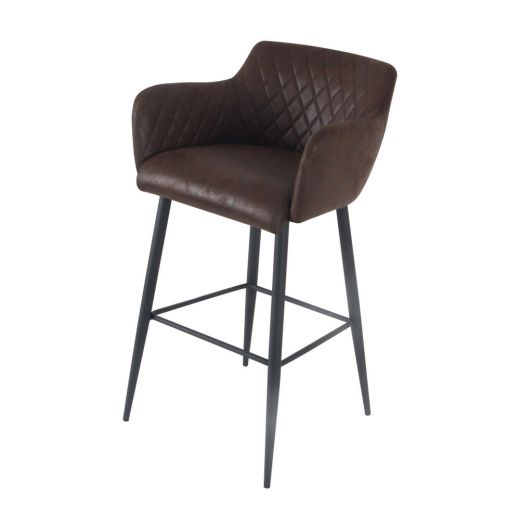 Bar stool leather look artificial leather metal 75 cm Rose - Burgundy