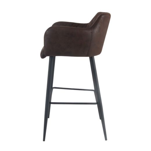 Bar stool leather look artificial leather metal 75 cm Rose - Burgundy