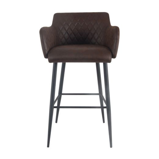 Bar stool leather look artificial leather metal 75 cm Rose - Burgundy