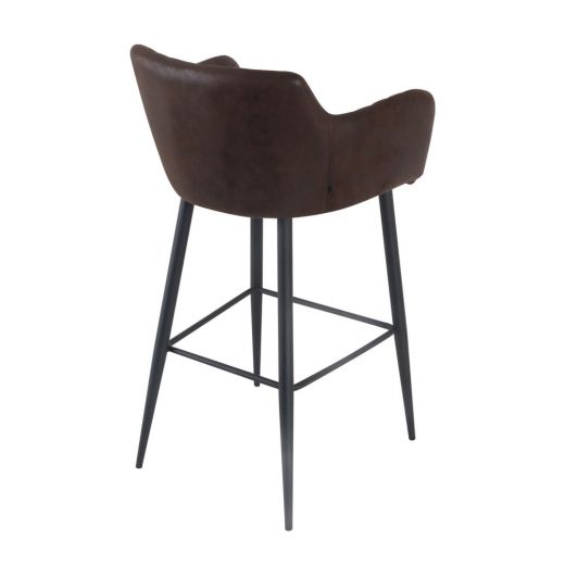 Bar stool leather look artificial leather metal 75 cm Rose - Burgundy