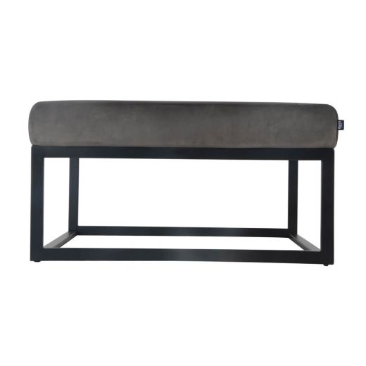 Pouf Hocker footstool side table velvet and leather look 75 cm Otto - Velvet Gray