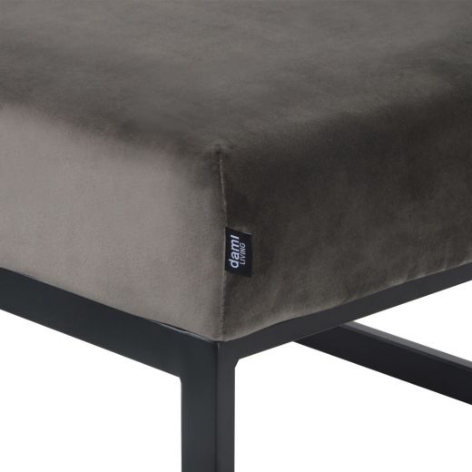 Pouf Hocker footstool side table velvet and leather look 75 cm Otto - Velvet Gray