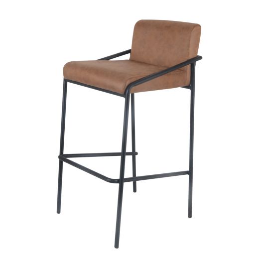 Bar stool metal artificial leather 75 cm Lev - Cognac