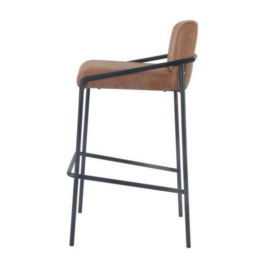 Bar stool metal artificial leather 75 cm Lev - Cognac