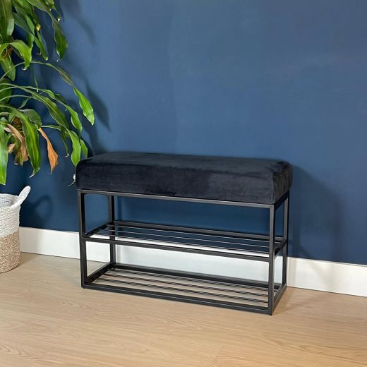 Shoe rack Velvet velvet and boucle 80 x 30 cm couchy - velvet black