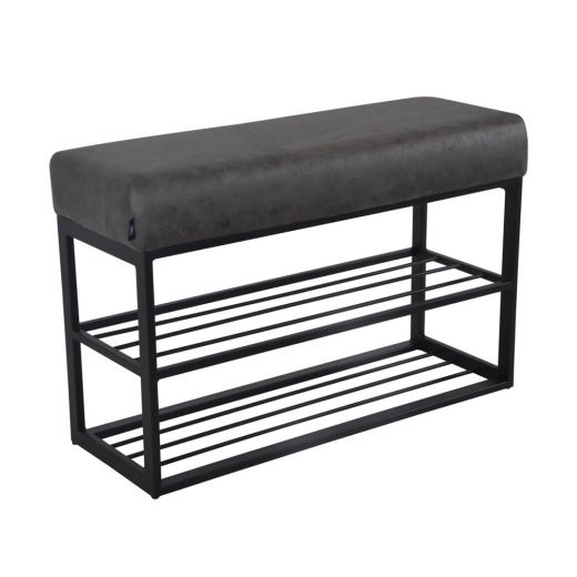 Shoe rack leather look 80 x 30 cm Couchy - Stone