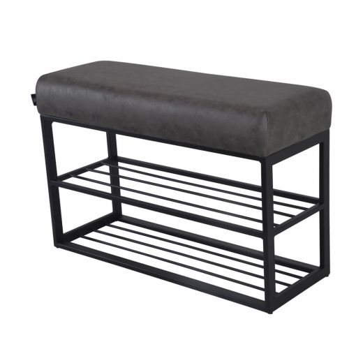 Shoe rack leather look 80 x 30 cm Couchy - Stone