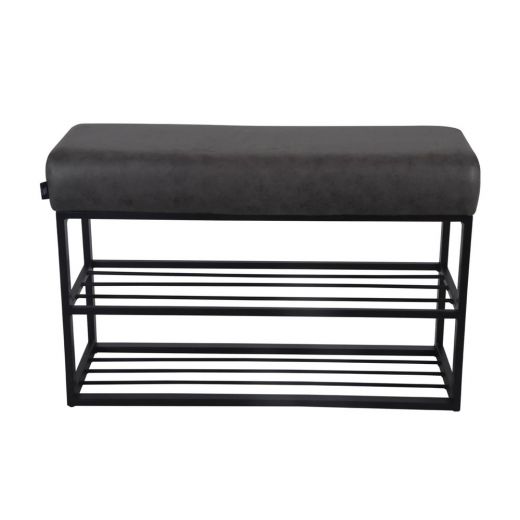 Shoe rack leather look 80 x 30 cm Couchy - Stone