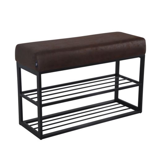 Shoe rack leather look 80 x 30 cm couchy - burgundy