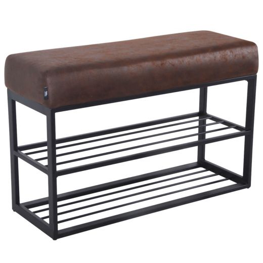 Shoe rack leather look 80 x 30 cm couchy - burgundy