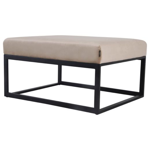 Pouf Hocker footstool Side table Velvet and leather look 75cm Otto - Velvet Taupe