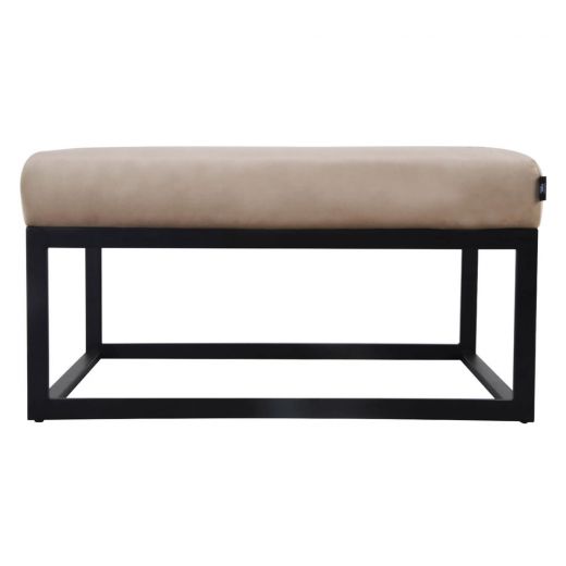 Pouf Hocker footstool Side table Velvet and leather look 75cm Otto - Velvet Taupe