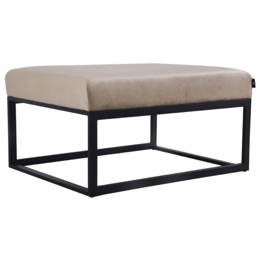 Pouf Hocker footstool Side table Velvet and leather look 75cm Otto - Velvet Taupe