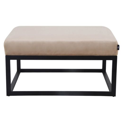 Pouf Hocker footstool Side table Velvet and leather look 75cm Otto - Velvet Taupe