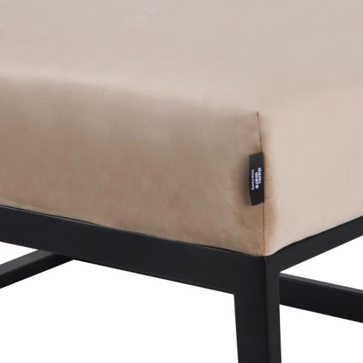 Pouf Hocker footstool Side table Velvet and leather look 75cm Otto - Velvet Taupe