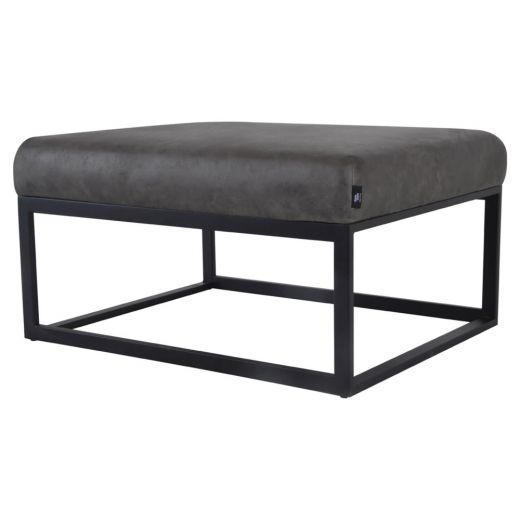 Pouf Hocker footstool Side table Velvet and leather look 75cm Otto - Stone