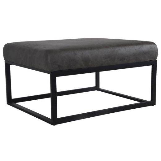 Pouf Hocker footstool Side table Velvet and leather look 75cm Otto - Stone