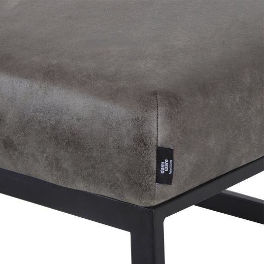 Pouf Hocker footstool Side table Velvet and leather look 75cm Otto - Stone