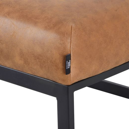 Pouf Hocker footstool Side table Velvet and leather look 75cm Otto - Cognac