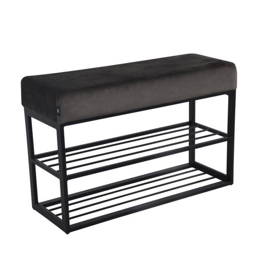 Shoe rack velvet velvet and boucle 80 x 30 cm couchy - velvet gray